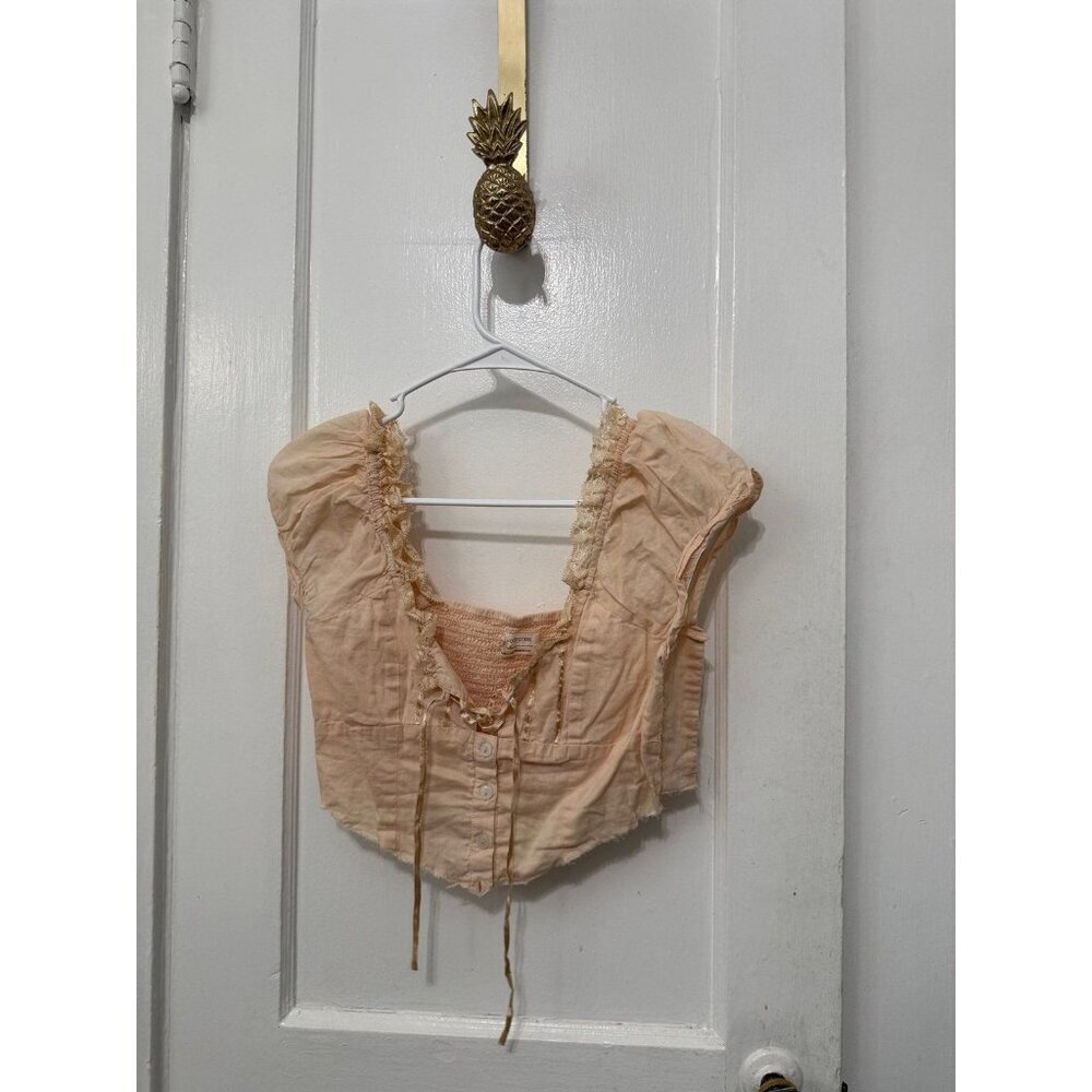 Urban Outfitters Peach Lace-Trim Corset Top – XS